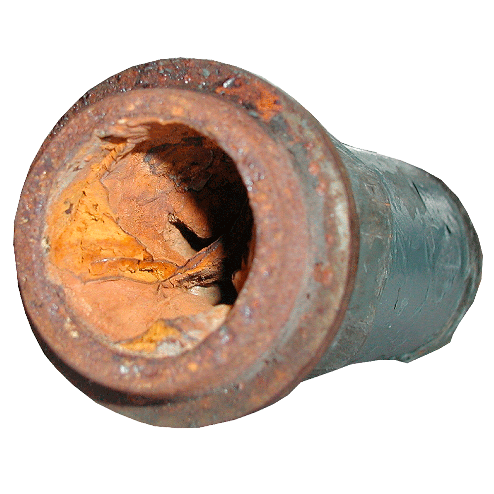 Verkalkte Rohrleitung: Inkrustierungen und Ablagerungen im Rohr